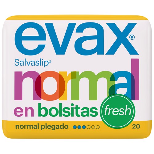 Salvaslips normal, perfumados, plegados y en bolsitas EVAX Fresh 20 uds.