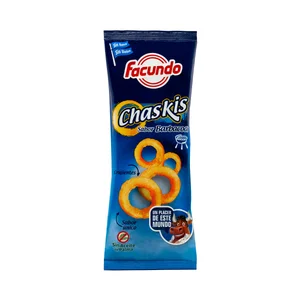 FACUNDO Snack de aros de maíz con sabor a barbacoa FACUNDO CHASKIS bolsa de 100 g.