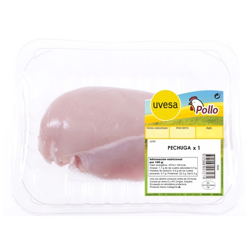 Pechuga de pollo entera bandeja.