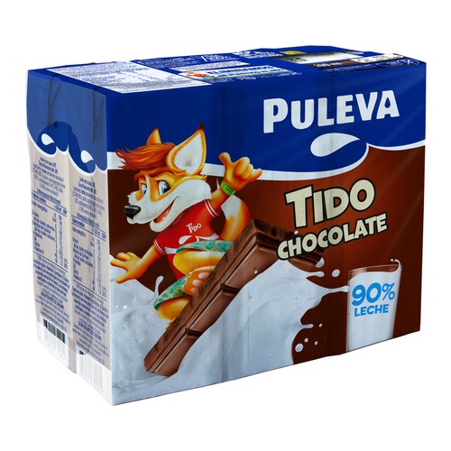 Batido con sabor a chocolate, elaborado con un 90% de leche PULEVA 6 x 200 ml.