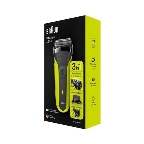 Máquina de afeitar eléctrica BRAUN 300BT, sin cable, uso en seco o húmedo, autonomía 45min.