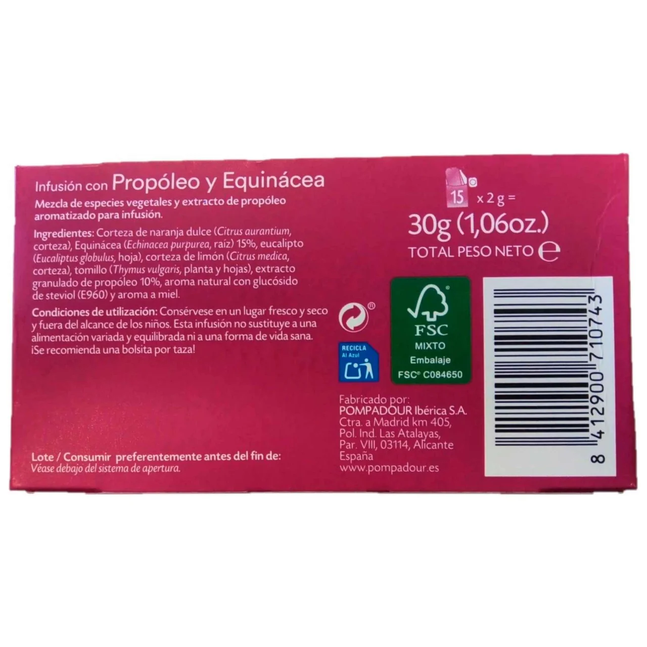 Infusión de propóleo y equinácea 15 uds. 30 g.
