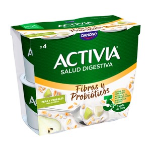 Activia de Danone Bífidus con Pera y Cereales 4 X 115 G. 460 G