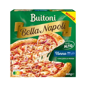 BUITONI Bella napoli Pizza de atún y cebolla roja con masa guesa 410 g.