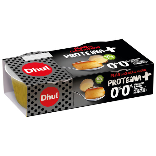 DHUL Flan de clara de huevo 0% materia grasa y sin azúcares añadidos Proteina + 2 x 120 g.