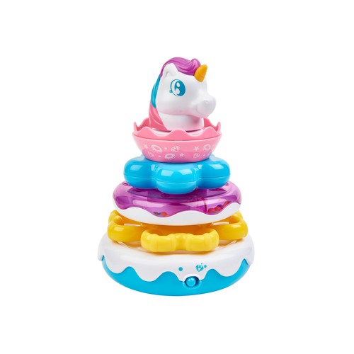 Pirámide de aros apilables, unicornio, +12 meses, ONE TWO FUN.