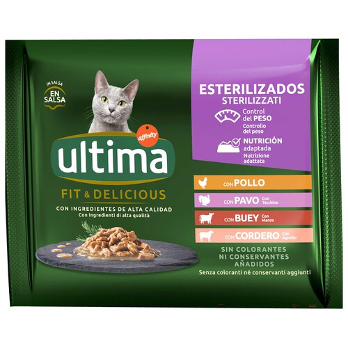 ULTIMA Alimento para gatos esterilizados húmedo ÚLTIMA 4 uds. x 85 g.