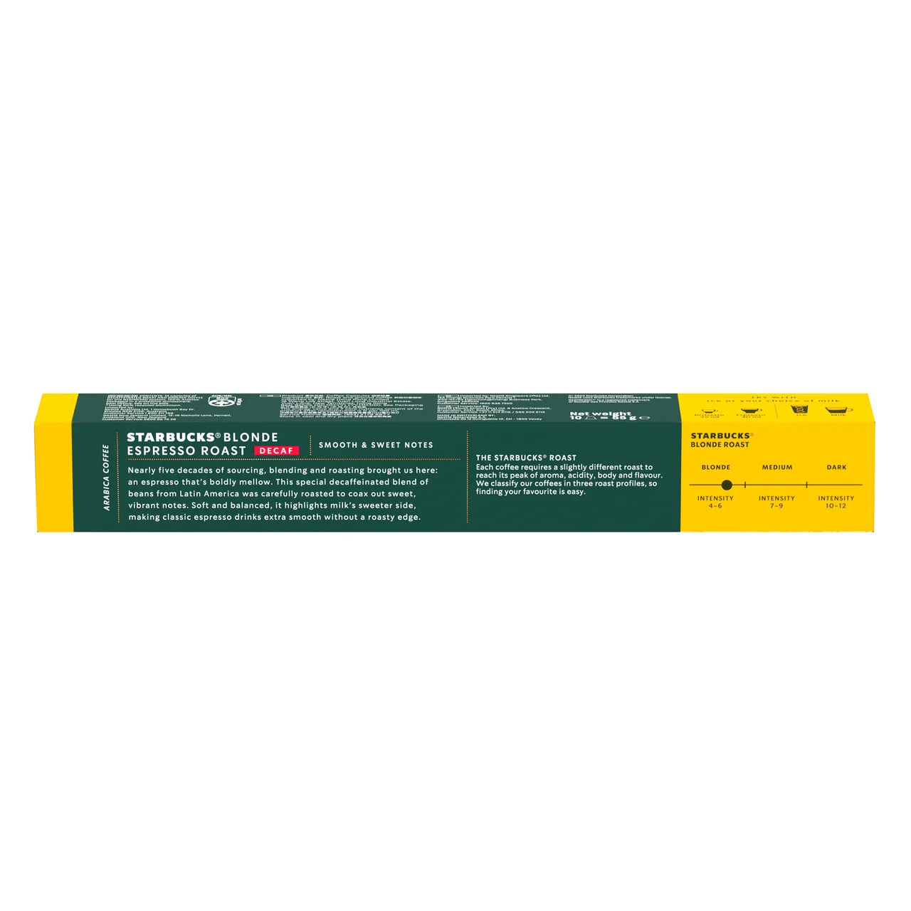 Café en cápsulas blonde descafeinado nespresso 10 uds 55 g.