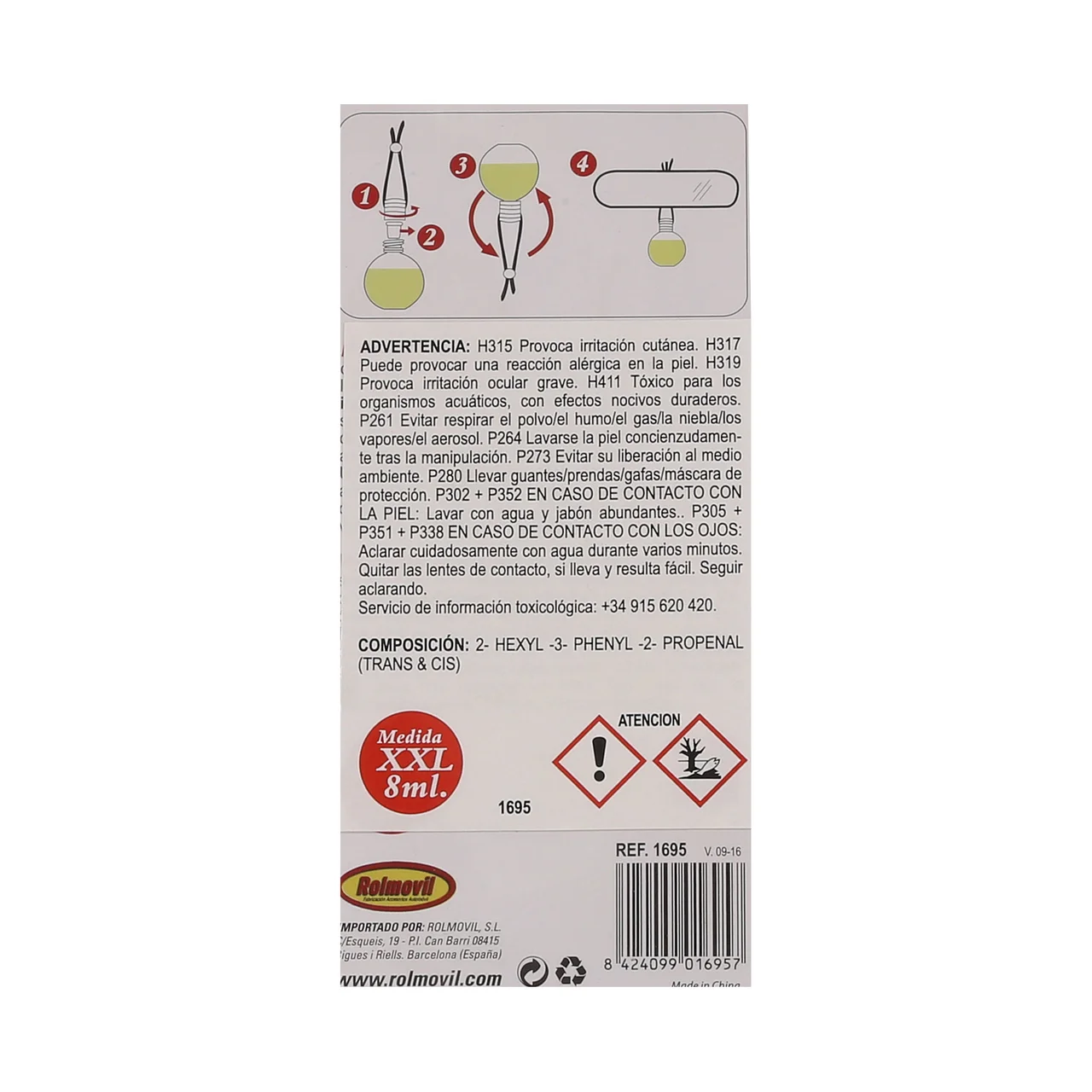 Ambientador de coche con perfumador de madera para colgar con olor a chicle, Hydra.