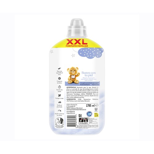 MIMOSÍN Suave y delicado Suavizante concentrado hipoalergénico 1785 ml, 105 lavados.