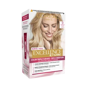 L´ORÉAL PARIS Tinte de pelo permanente tono 9 Rubio muy claro L´ORÉAL PARIS Excellence creme.