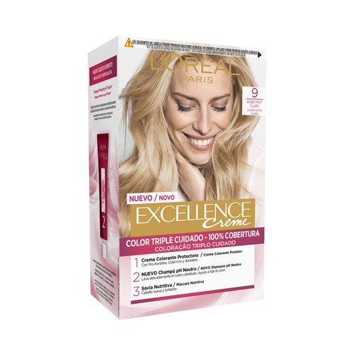 L´ORÉAL PARIS Excellence creme Tinte de pelo permanente tono 9 Rubio muy claro.