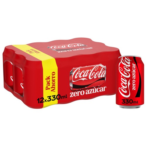 COCA COLA Zero azúcar Refresco de cola pack 12 latas 33 cl.