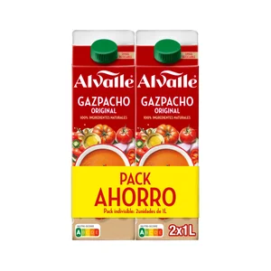ALVALLE Gazpacho receta original, elaborado con ingredientes 100% naturales 2 x 1 l.