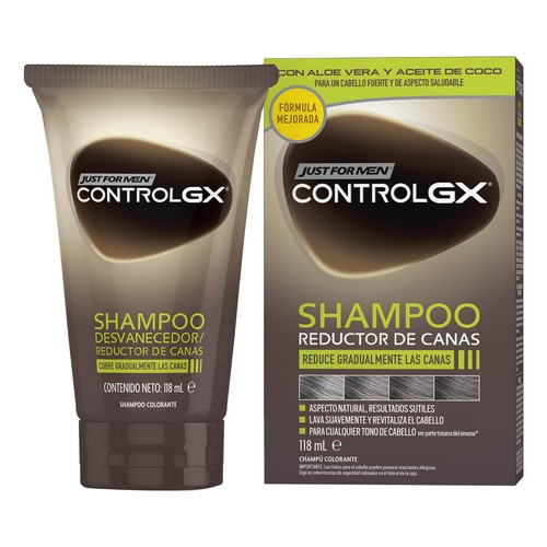 JUST FOR MEN Control gx Champú colorante, reductor de canas 118 ml.