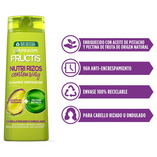 FRUCTIS Nutri rizos de Garnier Champú definidor (contouring) para cabellos rizados u ondulados 360 ml.