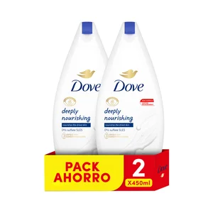 DOVE Gel para baño o ducha con acción hidratación profunda 2 x 450 ml.