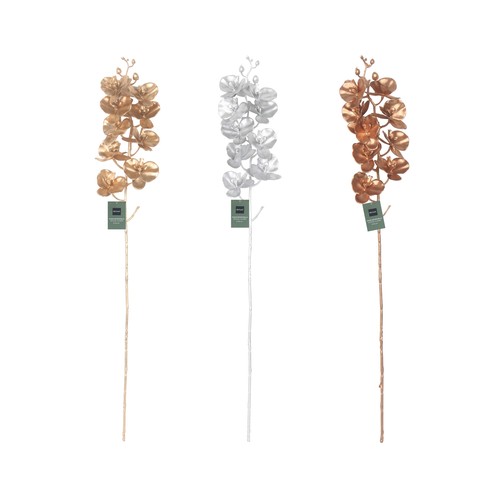 Pick Rama de Orquidea Metálica 77cm modelos surtidos ideal para decoración Navidad, ACTUEL