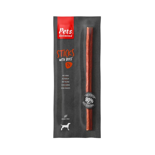 PETS UNLIMITED Sticks para perro sabor a ternera 2 uds 24 g.
