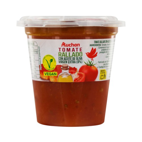 AUCHAN Tomate rallado con aceite de oliva virgen extra (8%) 230 g Producto Alcampo.