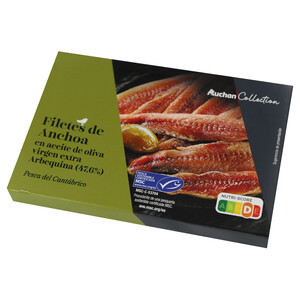 ALCAMPO GOURMET Filetes de anchoa en aceite de oliva virgen extra MSC (Pesca sostenible certificada) ALCAMPO GOURMET lata p.e 55 g.