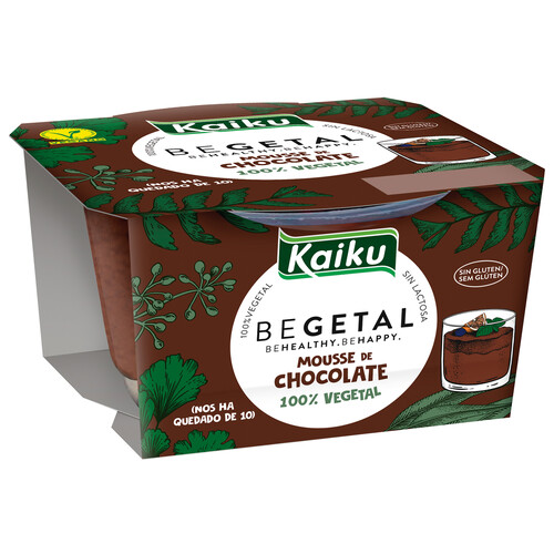 KAIKU Mousse de chocolate 100% vegetal, elaborada sin gluten ni lactosa Begetal 90 g.