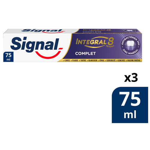SIGNAL Integral 8 complete Pasta de dientes para un cuidado bucal integral y completo 3 x 75 ml.