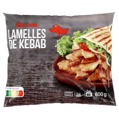AUCHAN Kebab de pollo en láminas - 600g.