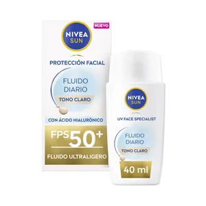 NIVEA Sun Fluido protector facial diario, tono claro con FPS 50+ (muy alto) 40 ml.