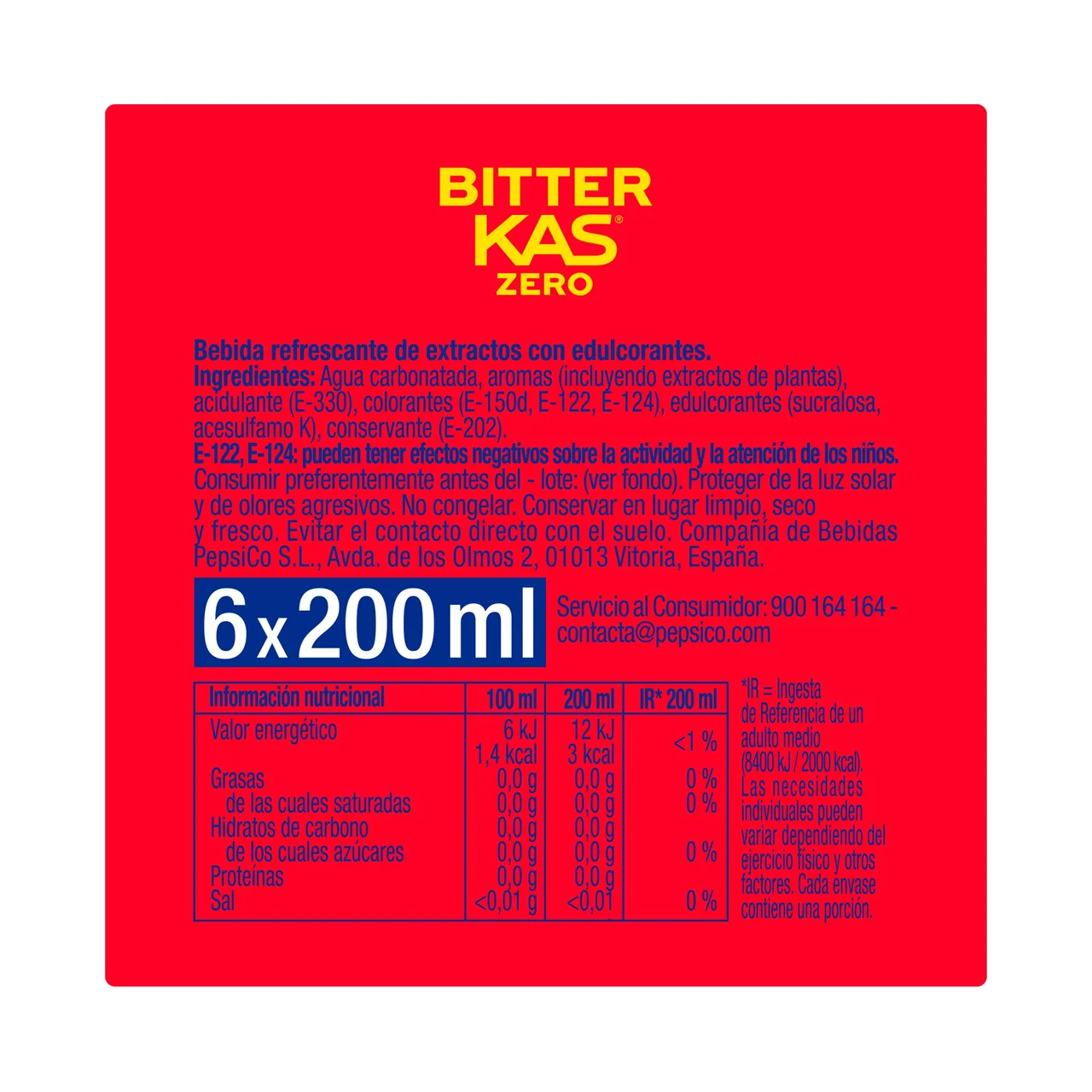 Zero Bitter sin azúcar y sin alcohol pack de 6x250 ml.