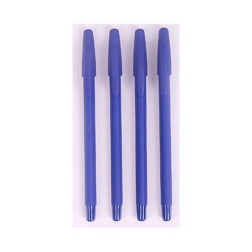 4 bolígrafos con capucha, toque suave, tinta azul, ALCAMPO.