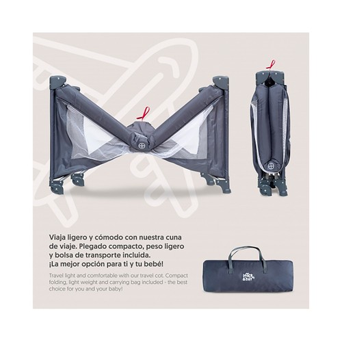 Cuna de viaje plegable, color gris, INTERBABY.