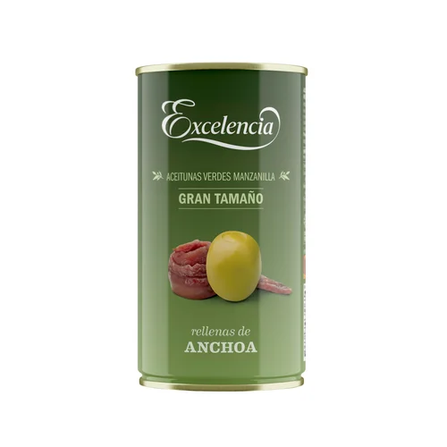 Frasco aceitunas sabor anchoa 330 g.