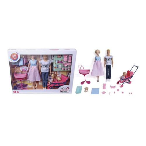 Conjunto Familia Muñeca 4 Muñecas y Accesorios ONE TWO FUN ALCAMPO