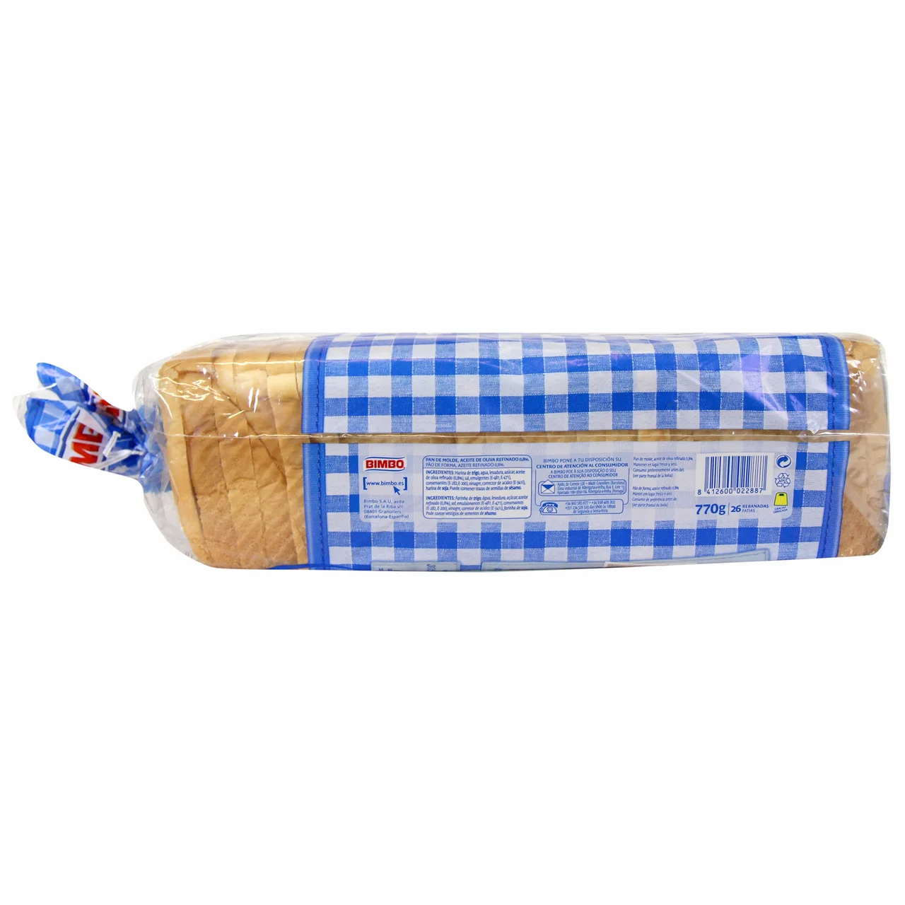 Pan de molde (blanco) con corteza 700 g.