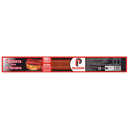 Chistorra recera Navarra elaborada sin gluten y sin conservantes PALACIOS 200 g.