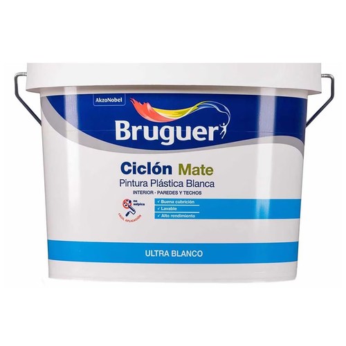 Pintura ciclón 10L mate blanco, BRUGUER