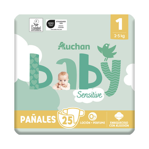 PRODUCTO ALCAMPO Baby sensitive Pañales talla 1 (2-5 kg) 25 uds.