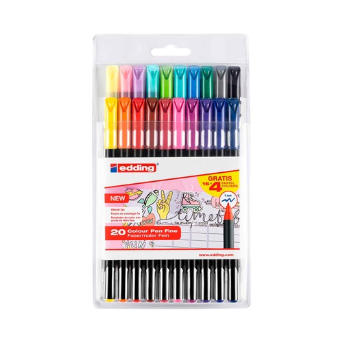 Pack de 16 + 4 rotuladores para dibujar o escribir, EDDING.