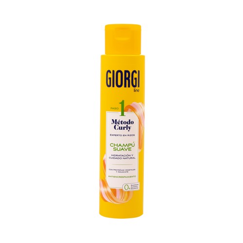 GIORGI Método Curly Champú suave paso 1 con proteínas vegetales y aguacate, para cabellos rizados o encrespados 350 ml.
