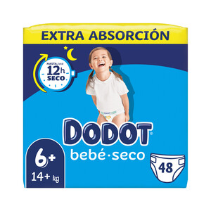 Imagen de DODOT Bebé-seco Pañales talla 6+ (+14 kg) 48 uds.