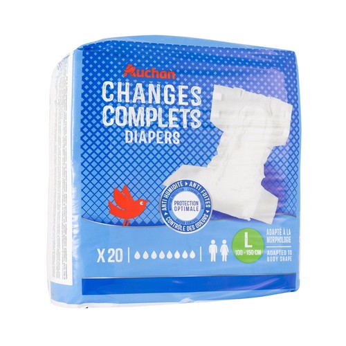 PRODUCTO ALCAMPO Pañal de incontiencia unisex ultra absorbente talla L (100 - 150 cm) 20 uds.