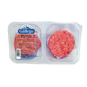 Bandeja con burger meat mixta (cerdo - vacuno), elaboradas sin gluten y sin lactosa 6 x 85 g.