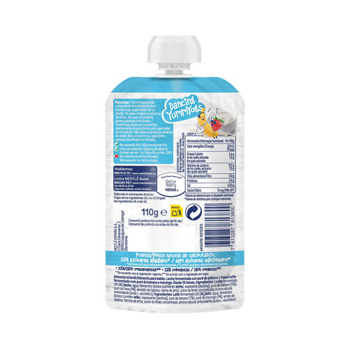 NESTLÉ Bolsita de frutas (plátano y fresa), a partir de 6 meses NESLTÉ Dancing yummyogs 110 g.