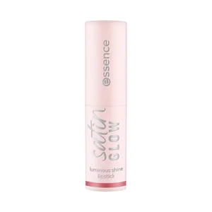 ESSENCE Satin glow tono 03 Rose and shine Barra de labios cremosa, acabado luminoso.