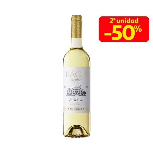 Vino blanco semidulce con denominación de origen Catalunya BACH Extrísimo botella de 75 cl.