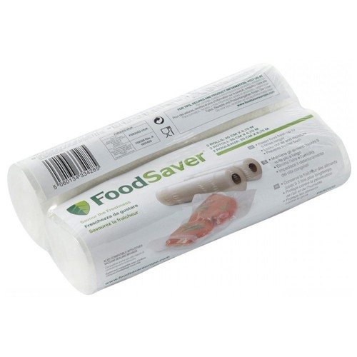 Pack de 2 rollos para envasar al vacío FOODSAVER FSR2002, 20 cms de ancho x 6.7 metros longitud.