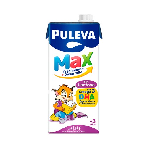 Leche de crecimiento, sin lactosa y enriquecida con Omega 3 PULEVA Max crecimiento + desarrollo 1 l.