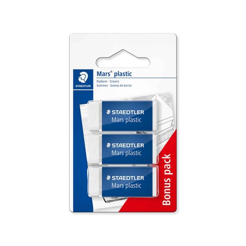 Lote de 3 gomas de borrar rectangulares y de color blanco STAEDTLER mars plastic 1 unidad.