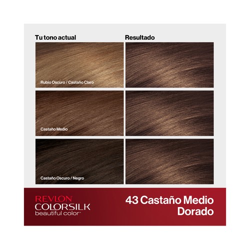 REVLON Colorsilk tono 46 Castaño dorado medio Coloración permanente sin amoniaco.